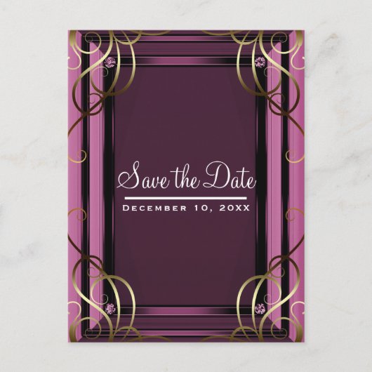 Mauve Goud Elegant Bedrijfs Save the Date Aankondigingskaart (Voorkant)