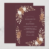 Mauve Gouden Blad Bruiloft Kaart (Voorkant / Achterkant)