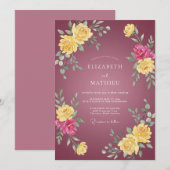 Mauve Gouden Ranunculus Eucalyptus Bruiloft Kaart (Voorkant / Achterkant)