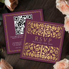 Mauve Gouden Zwaard Koninklijke Trouw RSVP QR Code Informatiekaartje