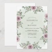 Mauve Graceful Forest Wedding Kaart (Voorkant / Achterkant)