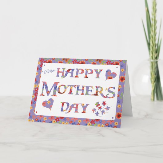  Mauve Granny Print voor Mum Moederdag Kaart (Voorkant)