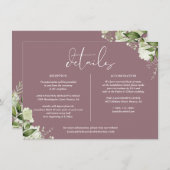 Mauve Green Bruiloft Details Informatie Kaart (Voorkant / Achterkant)