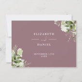 Mauve Green Bruiloft Details Informatie Kaart (Achterkant)