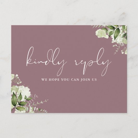 Mauve Greenery Song Aanvraag RSVP Briefkaart (Voorkant)