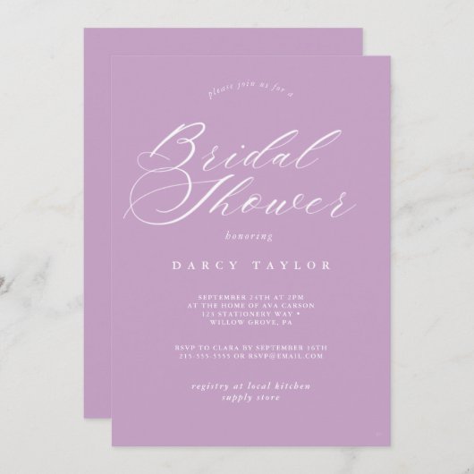 Mauve Grey Bruids Douche Uitnodiging (Voorkant / Achterkant)