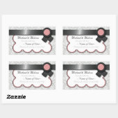 Mauve & Grey Damask Wedding Wine Bottle Labels (Vel)