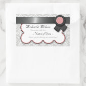 Mauve & Grey Damask Wedding Wine Bottle Labels (Tas)