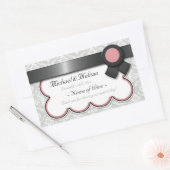 Mauve & Grey Damask Wedding Wine Bottle Labels (Envelop)