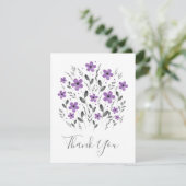 Mauve Grey Five Petal Waterverf Floral Motif Bedankkaart (Staand voorkant)