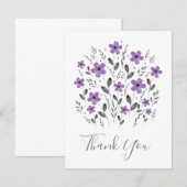 Mauve Grey Five Petal Waterverf Floral Motif Bedankkaart (Voorkant / Achterkant)