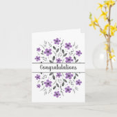 Mauve Grey Five Petal Waterverf Floral Motif Kaart (Gele Bloem)