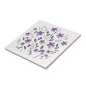 Mauve Grey Five Petal Waterverf Floral Motif Tegeltje (Zijkant)