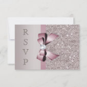 Mauve Grey Sequins Diamonds Bow RSVP (Voorkant)