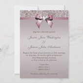 Mauve Grey Sequins Diamonds Bow Wedding Kaart (Achterkant)