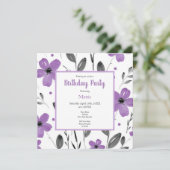 Mauve Grey Waterverf Floral Motif Kaart (Staand voorkant)