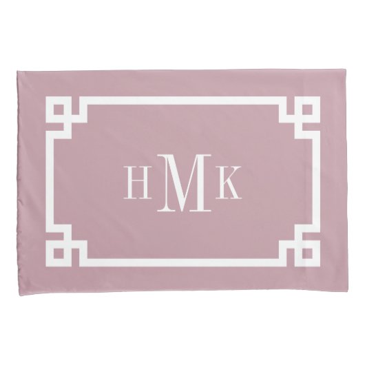 Mauve Grieks Sleutel Monogram Standaard Kussen Hoe Kussensloop (Voorkant-Rechts)