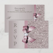 Mauve Grijze Pailletten Diamanten Strik RSVP (Voorkant / Achterkant)