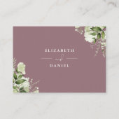 Mauve groen bloemen wensen goed bruiloft informatiekaartje (Achterkant)