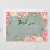 Mauve groen roze ivoor winter Bedankt Kaart (Voorkant)