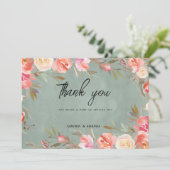 Mauve groen roze ivoor winter Bedankt Kaart (Staand voorkant)