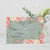 Mauve groen roze ivoor winter bloemenkant RSVP Kaart (Staand voorkant)
