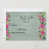 Mauve groen roze winter bloemen Kerstmis RSVP Kaart (Voorkant)