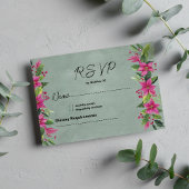 Mauve groen roze winter bloemen Kerstmis RSVP Kaart