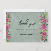 Mauve groen roze winter bloemenkerst Bedankt Kaart (Voorkant)