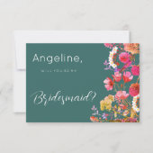 Mauve groen sinaasappel roze geel zomer bruidsmeis kaart (Voorkant)