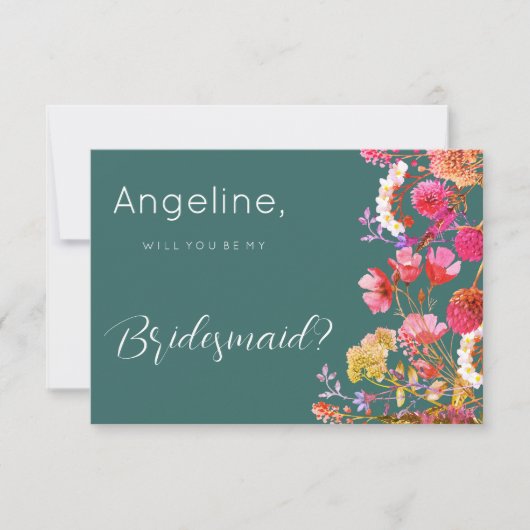 Mauve groen sinaasappel roze geel zomer bruidsmeis kaart (Voorkant)