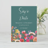 Mauve groen sinaasappel roze gele flora Save the D Kaart (Staand voorkant)