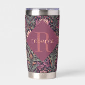 Mauve Groene Bloemige William Morris Elegante Mono Geïsoleerde Drinkbeker (Voorkant)