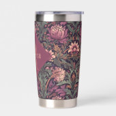 Mauve Groene Bloemige William Morris Elegante Mono Geïsoleerde Drinkbeker (Links)