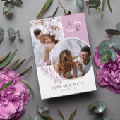 Mauve Groene Overlappende Foto's Save The Date