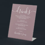 Mauve Handtekening Script Bruiloft Drinken Menu Reclamebord Met Voetstuk<br><div class="desc">Dit elegante mauve script minimalistische drinken menu teken is perfect voor uw bruiloft viering. Ontworpen door Thisnotme©</div>