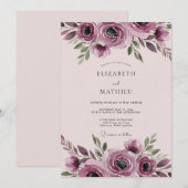 Mauve Harmonious Botanical Wedding Kaart (Voorkant / Achterkant)