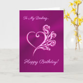 Mauve Hart en Rozen, Romantisch Happy Birthday Kaart (Gele Bloem)