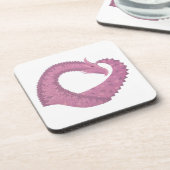 Mauve hartdraak op wit bier onderzetter (Linkerzijde)