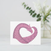 Mauve hartdraak op wit briefkaart (Staand voorkant)