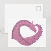 Mauve hartdraak op wit briefkaart (Voorkant / Achterkant)