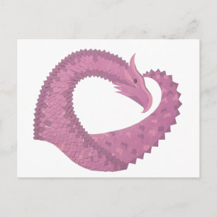 Mauve hartdraak op wit briefkaart