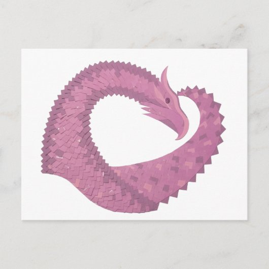 Mauve hartdraak op wit briefkaart (Voorkant)