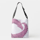 Mauve hartdraak op wit crossbody tas (Achterkant)