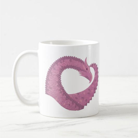 Mauve hartdraak op wit koffiemok (Links)
