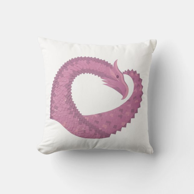 Mauve hartdraak op wit kussen (Voorkant)
