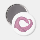 Mauve hartdraak op wit magneet (Voorkant / Achterkant)