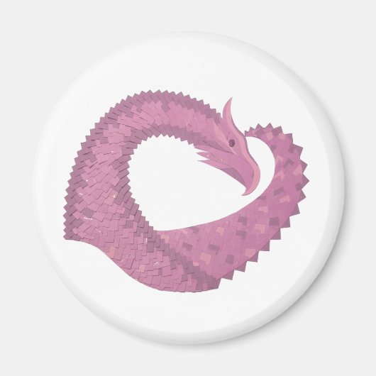 Mauve hartdraak op wit magneet (Voorkant)