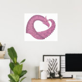 Mauve hartdraak op wit poster (Thuiskantoor)