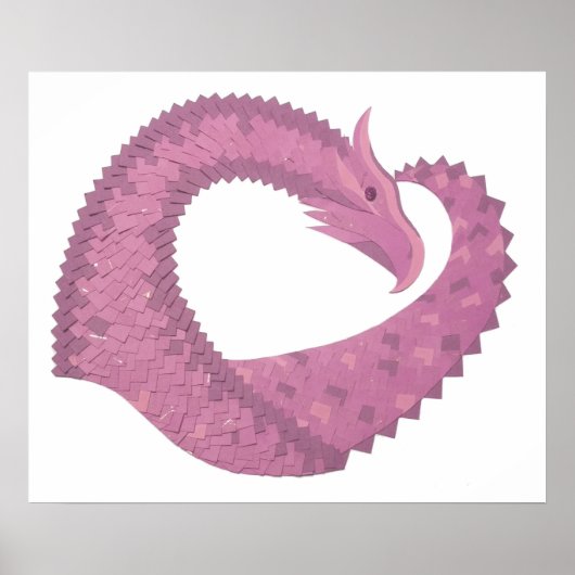 Mauve hartdraak op wit poster (Voorkant)